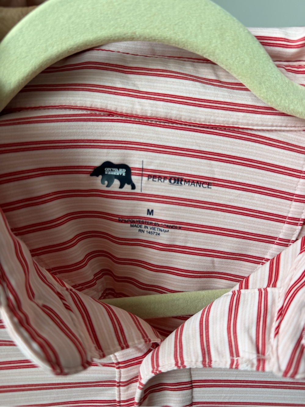 Onward Reserve Birdie Stripe Red and White Men’s polo